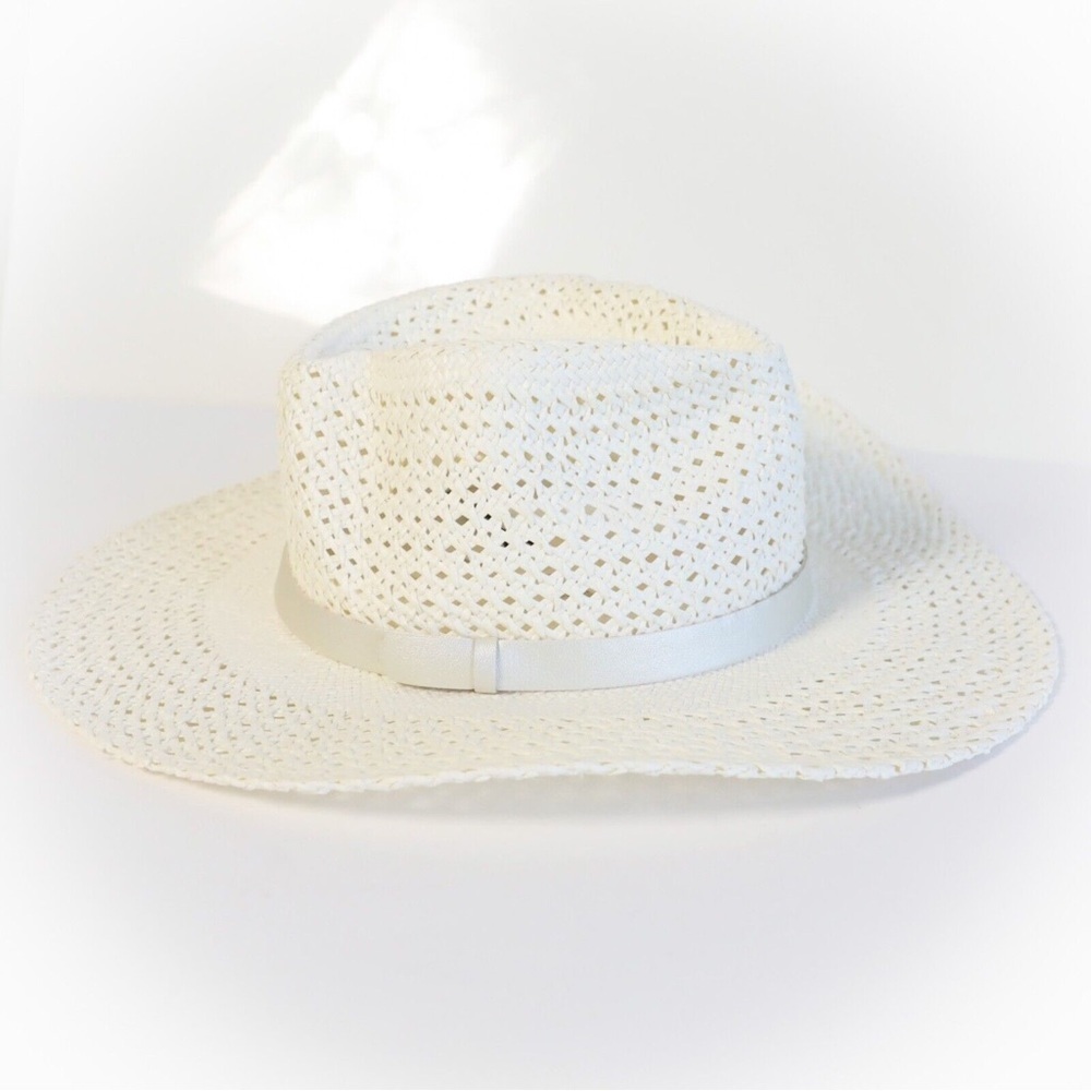 NWT Treasure & Bond white straw rancher hat wide brim cowboy boho summer coastal